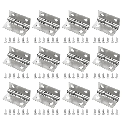 Piutouyar 12 Pack Butt Hinge 1 Inch Mini Hinges, Silver - size: 1 Inch