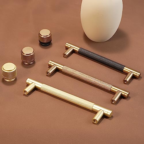 30 Pack 6-1/4 Inch Black and Champagne Bronze Kitchen Cabinet Handles Knurled Cabinet Pulls Black Drawer Pulls Cabinet Hardware - color: Black And Champagne Bronze, size: 6-1/4'' Hole Center(160mm)