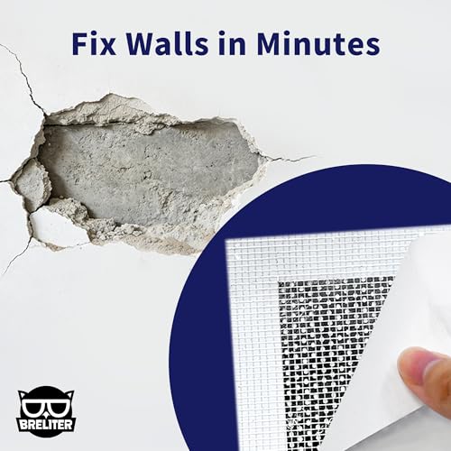 Breliter Drywall Repair Patch Kit, 19 Pcs Self-Adhesive Aluminum Wall Hole Repair Patches for Wall, Ceiling, Sheetrock, Plaster, 2/4/6/8 Inch Drywall Patch Kit with Scraper & Sandpaper - color: 19PCS