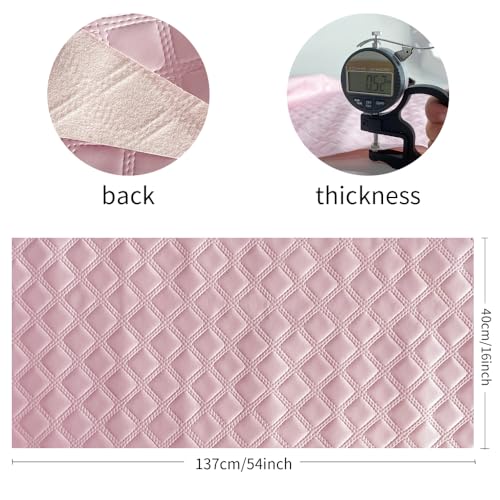 ONEART | Solid Plaid Embossed Faux Leather Fabric, 16"×54" Soft Durable Synthetic Pleather for Wallets Handbag Sewing Projects-Pink - color: Pink