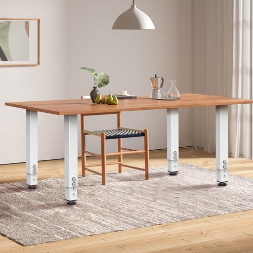 4PCS Adjustable Square Table Leg (14-24inch), Metal Desk Legs - color: 4pcs(14"-24")-white