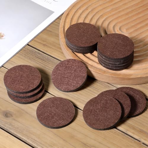 16 Pcs 2-1/2”/63mm Chair Felt Pads, Anti Scratch, Antislip Furniture Pads Brown Round Self Adhesive Felt Floor Protectors 5mm Thick for Furnitures Feet Chair Legs