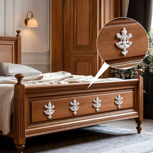 2 PCS Baroque Style Flower Carved Onlay Applique White PVC Appliques for Furniture Decorative 3D Symmetrical Furniture Decorative for Cabinets Dressers Mirrors DIY Home(Fresh) - style: Fresh