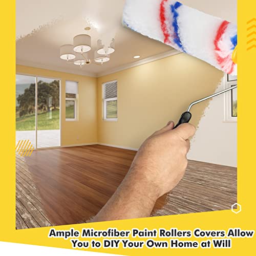 Leumoi 100 Pcs 4 Inch Microfiber Paint Roller Covers, Red Blue - color: Red Blue