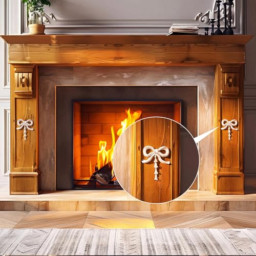 Roowest 2 Pcs Carved Appliques Onlays White PVC Appliques for Furniture Decorative 3D Ribbon Bow Carved Onlay DIY Decorative for Cabinet Dresser Bed Door Wall Wardrobe Ceiling - style: Ribbon Bow