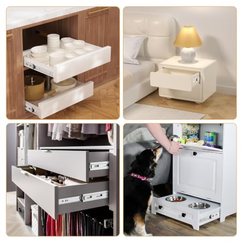 1 Pair 14 Inch Full Extension 3-Fold Adjustable Drawer Slides Soft Close - size: 14 Inch