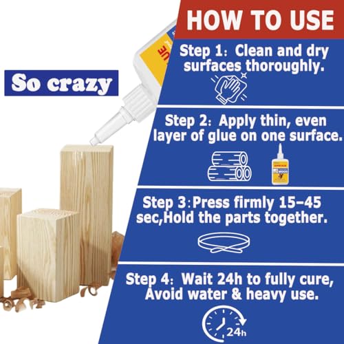 30g Wood Glue for Woodworking –Fast Drying Strong Adhesive for Wood Repair