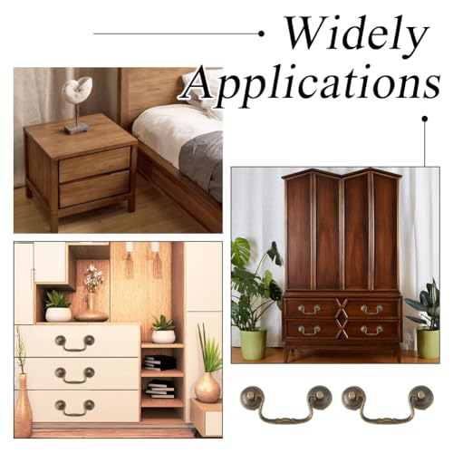 SUPERFINDINGS 4 Sets 3.6inch Vintage Bail Pull Handles Antique Bronze Furniture Hardware Bail Pull Alloy Center-to-Center Drop Cabinet Drawer Pull for Kitchen Cabinet Bedside Cupboard