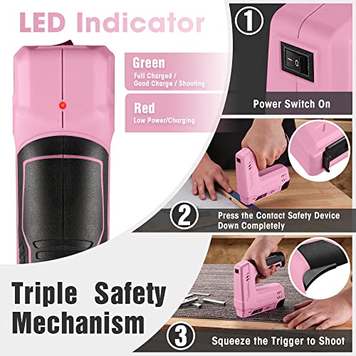 WORKPRO Electric Staple Gun, 2-in-1 Brad Nailer Electric - color: Pink