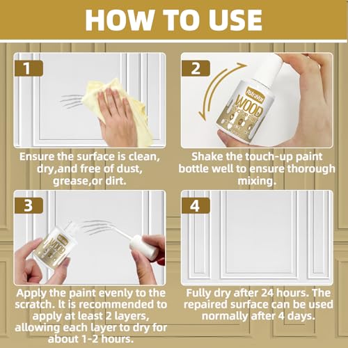 AstraVox Wood Touch Up Paint, 1.5 Oz White Paint for Wood Repair - color: Ivory White001