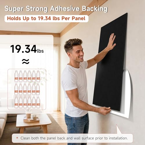 Acoustic Wall Panels Self Adhesive 47.2"x23.6",4 Pack,Black - color: Black, size: 4 Pack