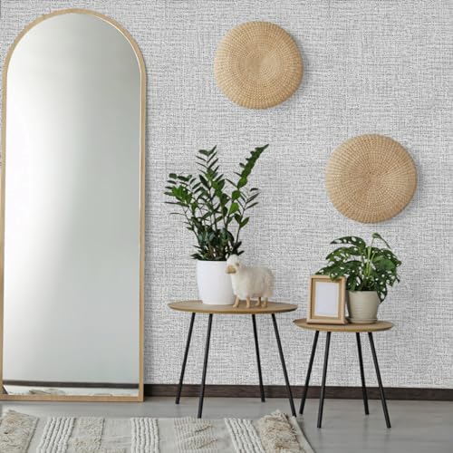 Grey Grasscloth Peel and Stick Wallpaper Fabric Paper 17.7in x 197in - color: Grey-1, size: 17.7" x 196.8"