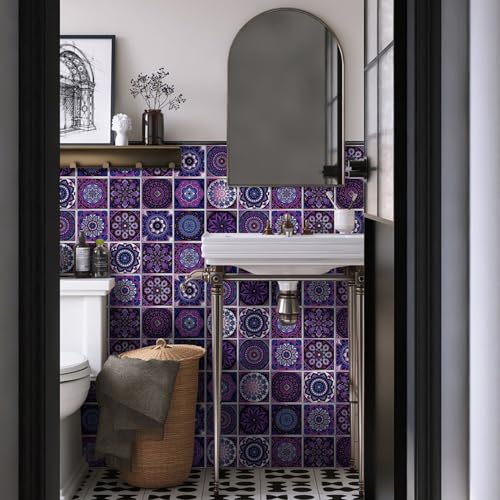 VICCI 24 Pcs Waterproof Peel and Stick Tile Stickers, 5.9x5.9 Vinyl Tiles - color: Art-106, size: 5.9x5.9IN*12pcs