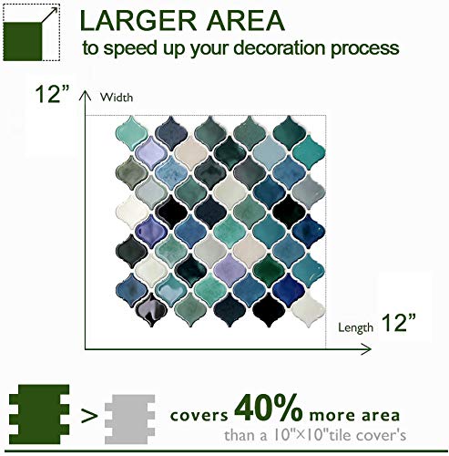 STICKGOO Arabesque Peel and Stick Backsplash Tile for Kitchen, Teal - color: Teal