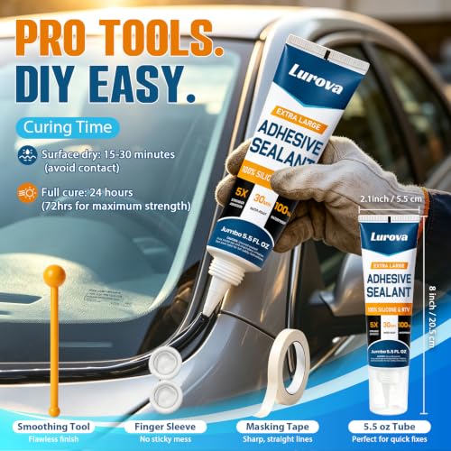 Silicone Sealant 100% Waterproof Silicone Caulk with Finishing Tool, 5.5oz Weatherproof, Flexible, Strong Adhesion Caulking for Automotive, Bathroom, Roof, Window, Kitchen & More (Clear) - color: Clear