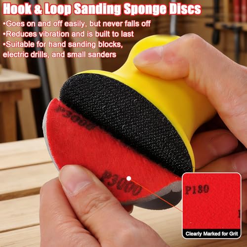MAXMAN 20Pcs Sanding Sponge Set, 3" Foam Sanding Pads, 180Grit for Wood - style: 180 Grit
