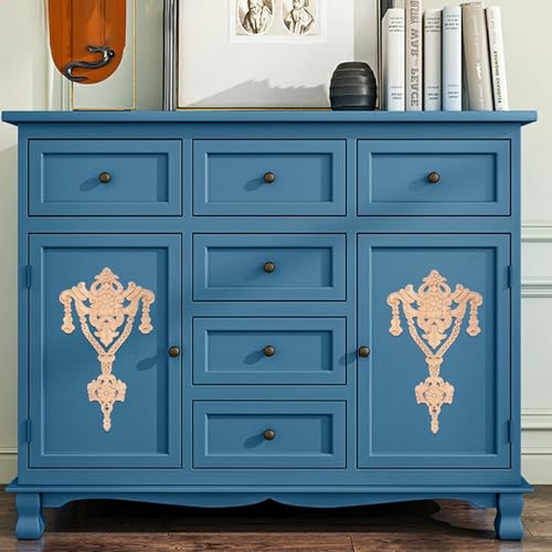 1Pc Wood Carved Onlays Center Wooden Appliques Furniture DIY 14.96"x7.48" - size: 38x19cm/14.96"x7.48"