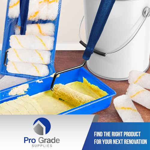 Pro Grade Mini Paint Roller Kit, 4" 1/2" Nap Roller Covers, Trim, 10 Piece - size: Mini Kit