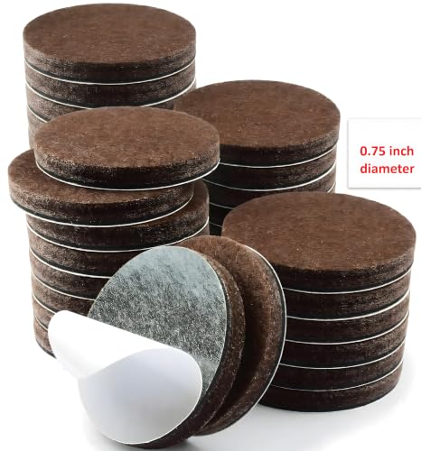 140 Pack Felt Pads for Furniture, 0.75 Inch Self Adhesive Cabinet Cushion Dots, Mini Foam Felt Pads, Self Stick Furniture Protectors for Cabinet Doors, Desks, Drawers and Floors, Dark Brown