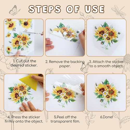 Joeyan Rub On Transfers for Crafts and Furniture, 2 Sheets Large Black White Line Floral Butterfly Rub on Stickers DIY Transfer Decals for Wood Glass Metal Canvas Porcelain Plastic Home Decor - style: Black White Line Floral