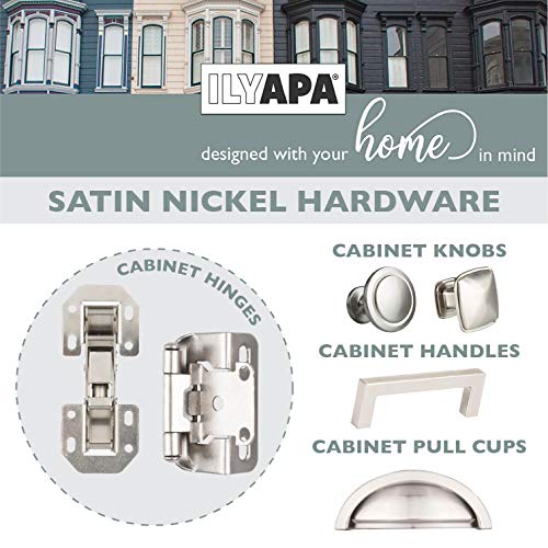 Ilyapa Surface Mount Hidden Spring Cabinet Hinge, Satin Nickel - 2 Pack - size: Surface Mount Hidden