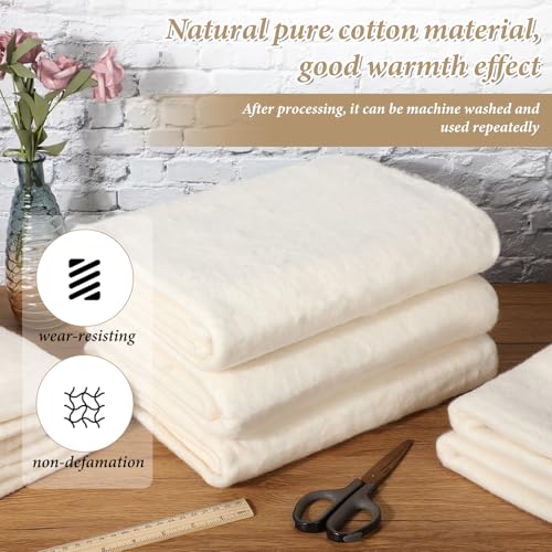 5 Pcs 45 x 60 Inch Natural Cotton Batting for Quilting