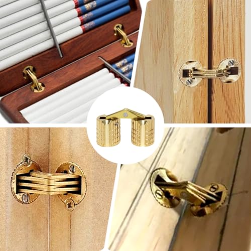 8Pcs Brass Barrel Hinges Hidden Invisible Cabinet Furniture Hinges, 8mm 180 Degree Opening Angle Concealed Furniture Hinges for DIY Jewelry Box Hand Craft