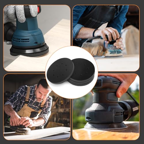 5-Inch 8-Hole Interface Pad:4 Pack Hook and Loop Foam Sanding Discs Backing Pads Replacement for Random Orbital Sander,Soft Density Sponge Round Cushion Buffer - style: 5" 8 Hole Interface Pad