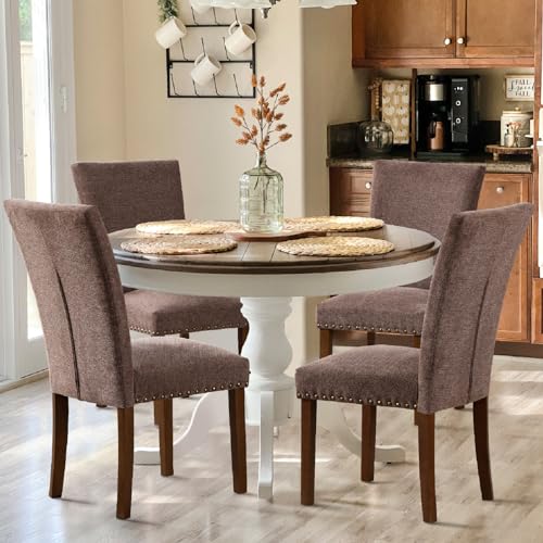 COLAMY Upholstered Dining Chairs Set of 6 - color: F-brown, size: Set of 6