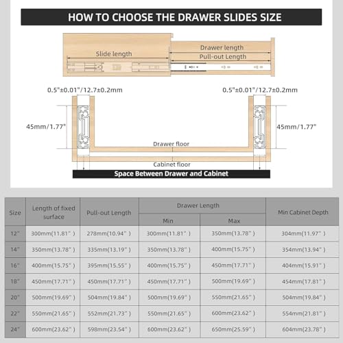 16 inch Soft Close Drawer Slides 4 Pairs Ball Bearing Full Extension Cabinet Drawer Slides 3 fold, Side Mount, 100 LB Capacity Heavy Duty Drawer Slide 16" - size: 16inch(400mm)