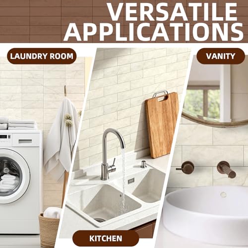 Tilingview 30 PCS Peel and Stick Backsplash Tile for Kitchen/Bathroom/Living Room, 3"x 9" Self-Adhesive Subway Tile for Backsplash, Matte Glazed/Handmade Tiles (Beige Yellow) - color: Beige Yellow