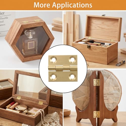 Butt Hinge for Wooden Box 4 Pcs 1 Inch Brass Mini Hinges Small Cabinet Folding Craft Hinges with Mounting Screws for Crafts Drawer Door Closet Furniture