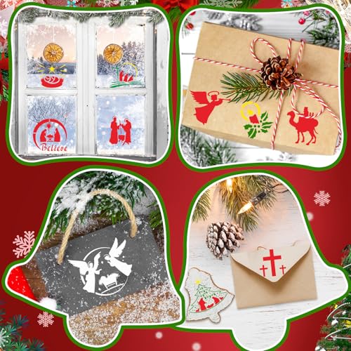 JULMELON 20Pcs Christmas Stencils Reusable, Nativity of Jesus for Painting - style: Jesus Stencils