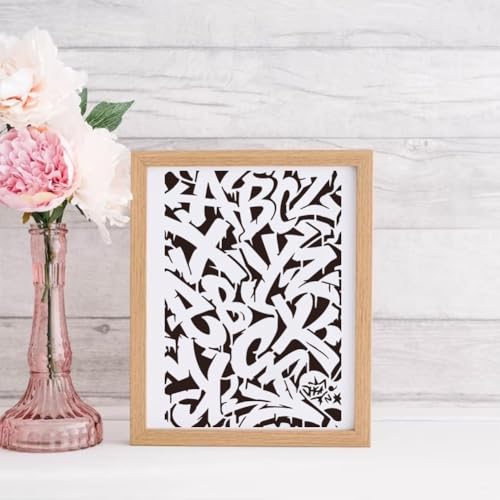 FINGERINSPIRE Doodle Letter Painting Stencil with Paint Brush 8.3x11.7inch Graffiti Alphabet Drawing Template A4 Reusable Letters Pattern Stencil Graffiti Theme Template for Painting on Wood - style: Doodle Letter