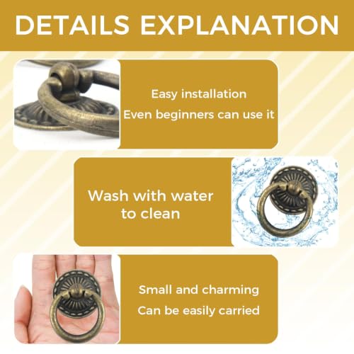 2Pcs Ring Pulls in Antique Bronze Finish, Hardware for Cabinets and Drawers (Bronze5) - color: Bronze5