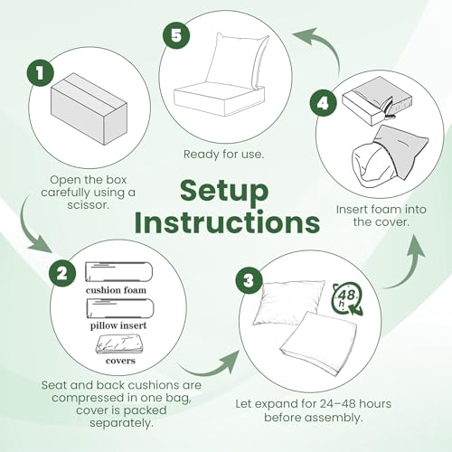 Ourdoor Deep-Seat Cushion Set, 24 * 24 * 5.75inch, ForestGreen, Set of 1 - color: Forest Green