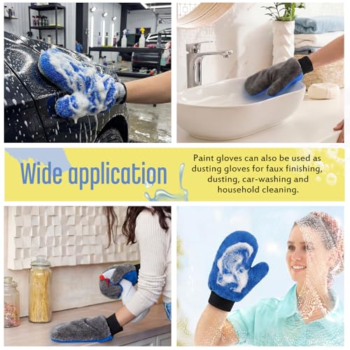 Paint Mitt Stain Gloves Reusable Microfiber - color: Gray,blue