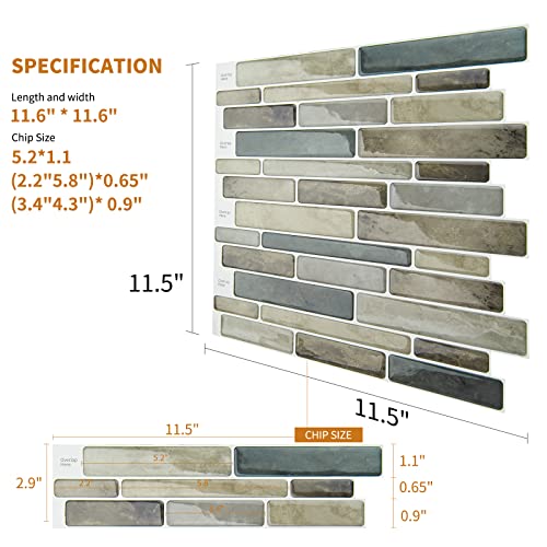 WOWSTAR 10-Sheet Peel and Stick Backsplash Tile for Kitchen, Back Splash Stick On Tiles for Kitchen Wall (Dark Brown) - color: Dark Brown
