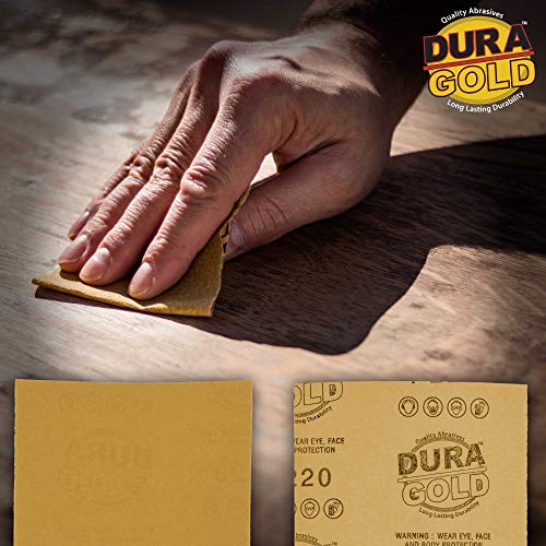 Dura-Gold Premium 1/4 Sheet Gold Sandpaper Sheets, 220 Grit (Box of 400) - size: 220-Grit