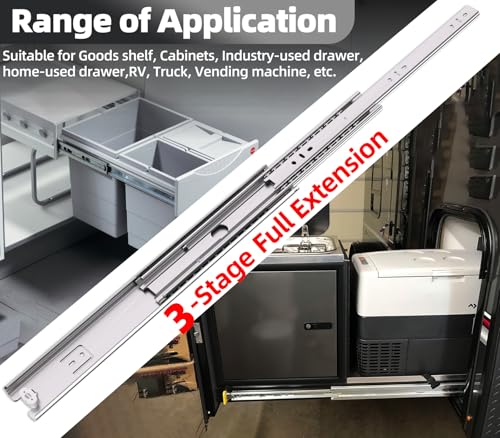 1 Pair 200 Lbs Heavy Duty Drawer Slides,8 10 12 14 16 18 20 22 24 26 28 30 32 34 36 38 40 Inch Full Extension Ball Bearing Rails Cabinet Tool Box Runners Tracks Glides(16 inch,with M4 Screws) - size: 16 Inch, style: 200LB/W:51mm