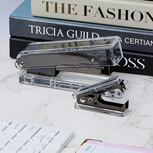 1PC Clear Black Staples Remover Acrylic Luxury Black Metal Body Staple Puller Removal Tool with Lock Professional Staple Remover for School Supplies Desktop Accessories - color: Black