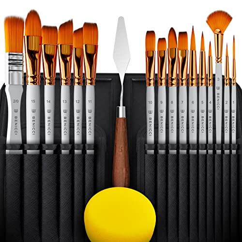 Acrylic Paint Brush Set of 16, Artist Paint Brushes for Acrylic Painting