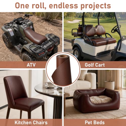Marine Vinyl Faux Leather: 3 Yard Roll Coffee Brown Upholstery Fabric 0.6mm Premium Faux Leather - UV, Waterproof & Scratch-Resistant for Boat Seat Car Sofa Repair - color: Coffee, size: 3Yard(54"x108")