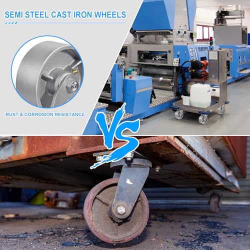 5" X 2" Caster Wheels, Heavy Duty Industrial Casters, Steel Casters 4000 LBS Capacity with Roller Bearing, Cast Iron Wheels, Metal Casters(4 Swivel) - style: 5"X 2"Wheel