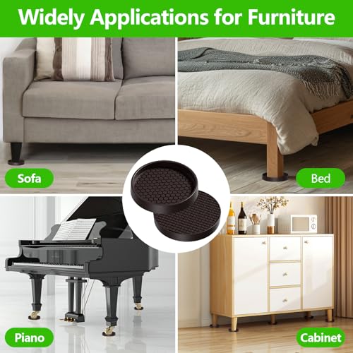 Non Slip Furniture Pads- 3"x3" Round Anti Skid Caster Cups Furniture Coasters, Anti-Sliding Grippers Floor Protectors for Furniture Bed, Couch, Chair Leg, Brown(Set of 12) - size: 3" 12pcs Brown