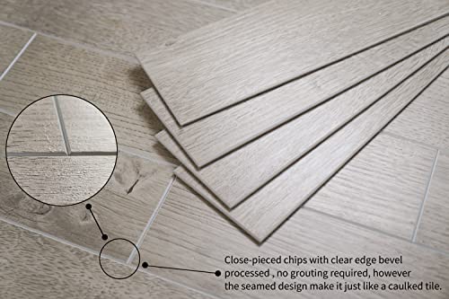 COLAMO 24pack Peel and Stick Vinyl Flooring, Faux Wood Texture Tile,Shiplap Wood Panels for Bathroom Accent Wall,Self Adhesive Subway Tiles Stick on Accent Wall for Kitchen Backsplash,Mist Grey Oak - color: Oak-Mist Grey