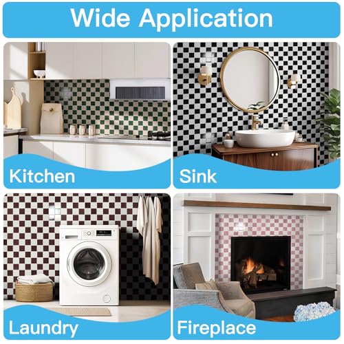 Art3d Grid Tile Peel and Stick Backsplash, 10-Pack, Dark-Green & Warm White - color: Dark-green and Warm White