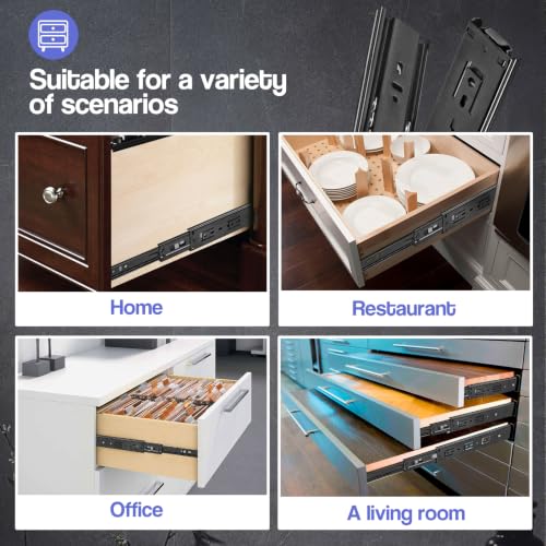 Soft Close Drawer Slides 14 Inch - Black, 1 Pair (2 Pieces) - color: Black, size: 14 Inch