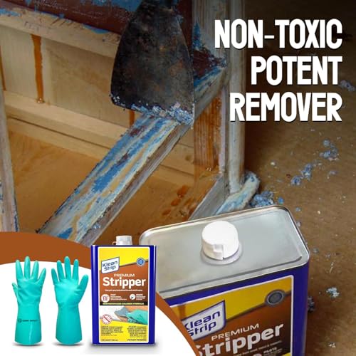 Paint & Varnish Remover Klean Strip Premium Stripperβ Fast-Acting Stripper for Epoxy, Polyurethane, Wood, Metal & Masonry β Includes Protective Omni Depot Gloves β 1 QT