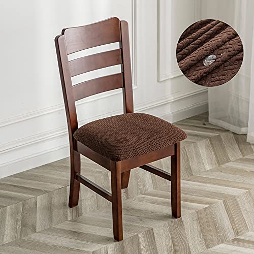 Genina Waterproof Seat Covers for Dining Room Chair Cover Set of 6 - color: Chocolate, size: 15-19in Waterproof